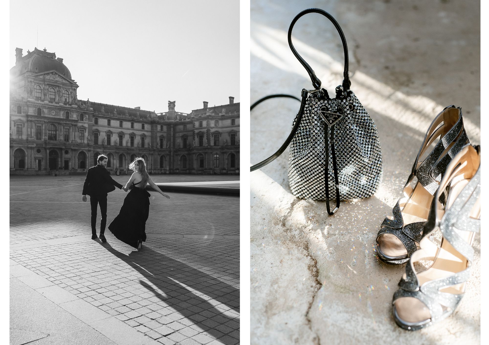 Séance photo de couple au Louvre à Paris