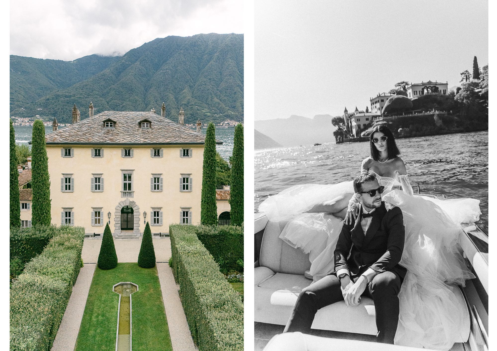 luxury wedding in Italy, Villa Balbiano, newlyweds on Lake Como